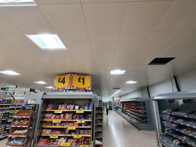 Morrisons grid ceiling and suspended ceiling installation