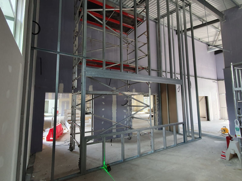 Student accommodation partitions and ceilings project in Rugby